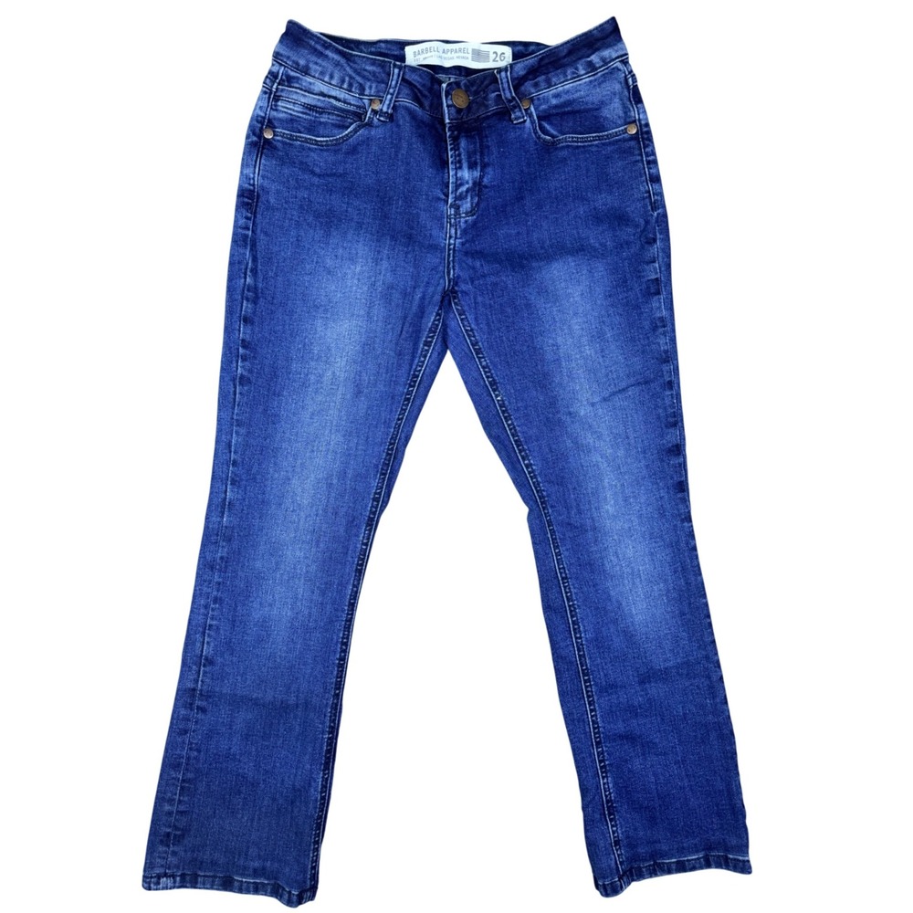 Barbell Apparel Women's Crop Jeans Size 26 Dark Wash Denim Straight Leg Mid Rise